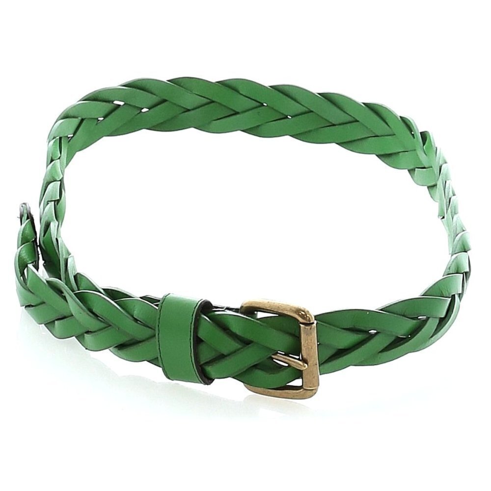 Green Braided Leather Belt